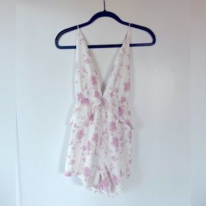 SABO skirt pink & white flower romper, size small